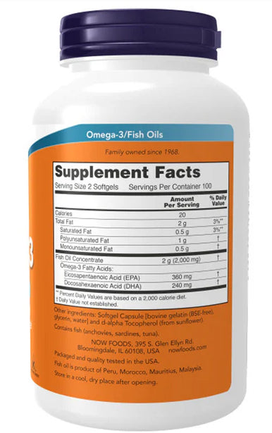 Now Omega-3 1000mg Fish Oil, Softgels