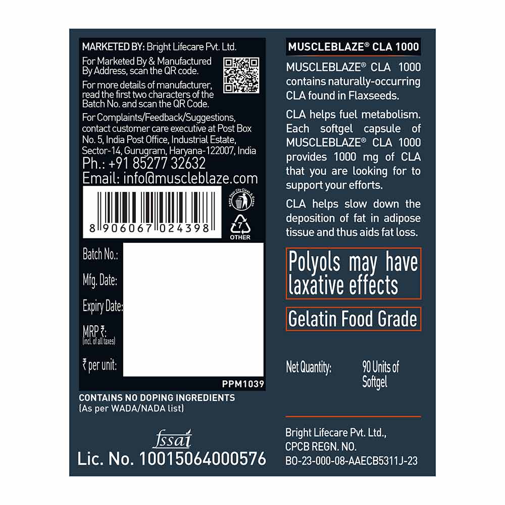 MuscleBlaze CLA 1000 Fat Burner